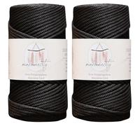 Makromecity, 2 Skeins of Polyester Macrame Cord 3mm x 131 Yards (394 feet) 3mm Polypropylene Black Macrame Cord Crochet Macrame Bag Cord Crafts for Wall Hangings, Bags, Underplate, Rug