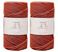 Makromecity, 2 Skeins of Polyester Macrame Cord 3mm x 131 Yards (394 feet) 3mm Polypropylene Brick Macrame Cord Crochet Macrame Bag Cord Crafts for Wall Hangings, Bags, Underplate, Rug