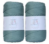Makromecity, 2 Skeins of Polyester Macrame Cord 3mm x 131 Yards (394 feet) 3mm Polypropylene Crepe Green Macrame Cord Crochet Macrame Bag Cord Crafts for Wall Hangings, Bags, Underplate, Rug…