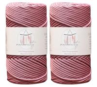 Makromecity, 2 Skeins of Polyester Macrame Cord 3mm x 131 Yards (394 feet) 3mm Polypropylene Dusty Rose Macrame Cord Crochet Macrame Bag Cord Crafts for Wall Hangings, Bags, Underplate, Rug