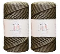 Makromecity, 2 Skeins of Polyester Macrame Cord 3mm x 131 Yards (394 feet) 3mm Polypropylene Olive Drab Macrame Cord Crochet Macrame Bag Cord Crafts for Wall Hangings, Bags, Underplate, Rug