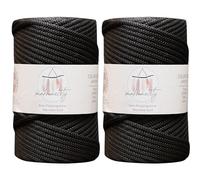 Makromecity, 2 Skeins of Polyester Macrame Cord 5mm x 104 Yards (311 feet) 5mm Polypropylene Black Macrame Cord Crochet Macrame Bag Cord Crafts for Wall Hangings, Bags, Underplate, Rug