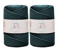 Makromecity, 2 Skeins of Polyester Macrame Cord 5mm x 104 yards (311 feet) 5mm Polypropylene Forest Green Macrame Cord Crochet Macrame Bag Cord Crafts for Wall Hangings, Bags, Underplate, Rug