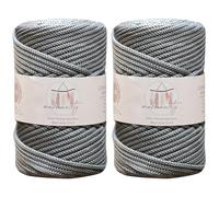 Makromecity, 2 Skeins of Polyester Macrame Cord 5mm x 104 yards (311 feet) 5mm Polypropylene Grey Macrame Cord Crochet Macrame Bag Cord Crafts for Wall Hangings, Bags, Underplate, Rug