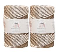 Makromecity, 2 Skeins of Polyester Macrame Cord 5mm x 104 yards (311 feet) 5mm Polypropylene Latte Macrame Cord Crochet Macrame Bag Cord Crafts for Wall Hangings, Bags, Underplate, Rug