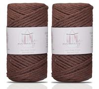 Makromecity, 2 Skeins of Single Strand Macrame Cord 3 mm x 100 Yards (300 feet) 3mm Single Strand Natural Cotton Cord for Macrame Art & Crafts for Wall Hangings Recycled Cotton
