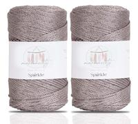Makromecity, 2 Skeins of Sparkle Polyester Macrame Cord 2mm x 250 Yards (750 feet) 2mm Polypropylene Macrame Cord for Macrame Art & Crafts for Wall Hangings, Bags, Underplate, Rug