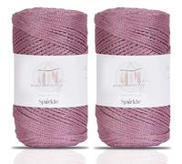Makromecity, 2 Skeins of Sparkle Polyester Macrame Cord 2mm x 250 Yards (750 feet) 2mm Polypropylene Macrame Cord for Macrame Art & Crafts for Wall Hangings, Bags, Underplate, Rug
