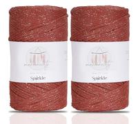 Makromecity, 2 Skeins of Sparkle Polyester Macrame Cord 2mm x 250 Yards (750 feet) 2mm Polypropylene Macrame Cord for Macrame Art & Crafts for Wall Hangings, Bags, Underplate, Rug