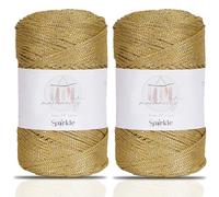 Makromecity, 2 Skeins of Sparkle Polyester Macrame Cord 2mm x 250 Yards (750 feet) 2mm Polypropylene Macrame Cord for Macrame Art & Crafts for Wall Hangings, Bags, Underplate, Rug