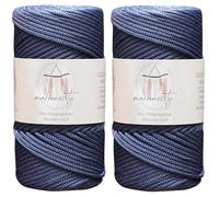 Makromecity 2 Skeins Polyester Macrame Cord 3mm x 131 Yards (394 Feet) Polypropylene Denim Blue Cord for Crochet, Crafts, Wall Hangings, Bags, Underplate, Rug