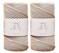 Makromecity 2 Skeins Polyester Macrame Cord 3mm x 131 Yards (394 Feet) Polypropylene Latte Cord for Crochet, Crafts, Wall Hangings, Bags, Underplate, Rug