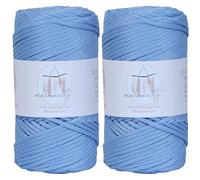 Makromecity, 2 Spools of 3mm x 120 Meters (394 Feet) Baby Blue Polyester Macrame Cord, 3mm Polypropylene Cord for Macrame, Crochet, Bags, Wall Decor