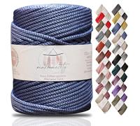 Makromecity, 5mm x 94Yards Premium Macrame Polyester Cord 5mm - Polypropylene Cord for Macrame Making, Craft Making, Wall Hanging, Bags, Underplate, Carpet (Blue