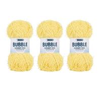 Makromecity Bubble Scrubby Yarn - 100% Premium Polyester Yarn for Crocheting and Knitting - 3.5 Oz (100g), 98 Yds (90m) - Ideal for Dishcloths, Crafting & Bath Washcloths (Light Yellow, 3 Skeins)