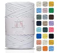 Makromecity, Cotton Macrame Cord 2mm x 195 Yards (590 feet) 2mm Recycled Cotton Crochet Yarn for Macrame Art & Crafts for Wall Hangings, Bags, Underplate, Rug (25 Colors Available) (White)