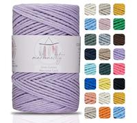 Makromecity, Cotton Macrame Cord 2mm x 195 Yards (590 feet) 2mm Recycled Cotton Crochet Yarn for Macrame Art & Crafts for Wall Hangings, Bags, Underplate, Rug (25 Colors Available) (Lilac)