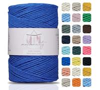 Makromecity, Cotton Macrame Cord 2mm x 195 Yards (590 feet) 2mm Recycled Cotton Crochet Yarn for Macrame Art & Crafts for Wall Hangings, Bags, Underplate, Rug (25 Colors Available) (Sax Blue)