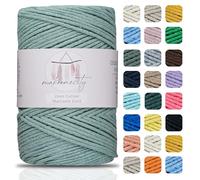 Makromecity, Cotton Macrame Cord 2mm x 195 Yards (590 feet) 2mm Recycled Cotton Crochet Yarn for Macrame Art & Crafts for Wall Hangings, Bags, Underplate, Rug (25 Colors Available) (Crepe Green)