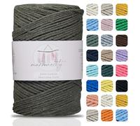 Makromecity, Cotton Macrame Cord 2mm x 195 Yards (590 feet) 2mm Recycled Cotton Crochet Yarn for Macrame Art & Crafts for Wall Hangings, Bags, Underplate, Rug (25 Colors Available) (Olive Drab)