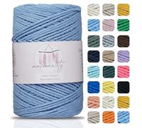Makromecity, Cotton Macrame Cord 2mm x 195 Yards (590 feet) 2mm Recycled Cotton Crochet Yarn for Macrame Art & Crafts for Wall Hangings, Bags, Underplate, Rug (25 Colors Available) (Baby Blue)