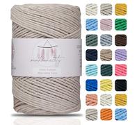 Makromecity, Cotton Macrame Cord 2mm x 195 Yards (590 feet) 2mm Recycled Cotton Crochet Yarn for Macrame Art & Crafts for Wall Hangings, Bags, Underplate, Rug (25 Colors Available) (Latte)