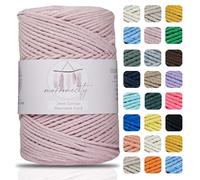 Makromecity, Cotton Macrame Yarn 2 mm x 180 m, Baby Pink Recycled Cotton for Crocheting, Cotton Macrame Cord for Crafts, Home Decorations, Place Mat, Shoulder Bag, Crochet Bag, Runner