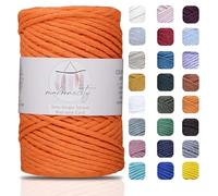 Makromecity Macrame Cord, 3mm Single Strand Twisted Cotton (Orange, 328ft, 14cm)