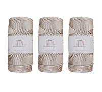 Makromecity, Polyester Macrame Cord, 2mm x 1125ft, 3 Spools of 2mm Polypropylene, Latte, Macrame Cord, Crochet, Macrame Pouch, Cord for Wall Hangings, Bags, Coasters, Rug