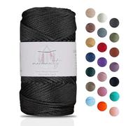 Makromecity, Polyester Macrame Cord 2mm x 125 Yards (375 feet) 2mm Polypropylene Macrame Cord Crochet Macrame Bag Cord Crafts for Wall Hangings, Bags, Underplate, Rug (1, Black)