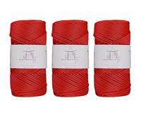 Makromecity, Polyester Macrame Cord 2mm x 125 Yards (375 feet) 2mm Polypropylene Macrame Cord Crochet Macrame Bag Cord Crafts for Wall Hangings, Bags, Underplate, Rug (3, Red)
