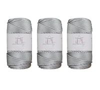 Makromecity Polyester Macrame Cord 2mm x 375 Yards (1125 feet) 3 Skeins Light Grey