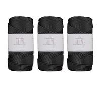 Makromecity, Polyester Macrame Cord 2mm x 375 Yards (1125 feet) 3 skeins of 2mm Polypropylene Black Macrame Cord Crochet Macrame Bag Cord Crafts for Wall Hangings, Bags, Underplate, Rug