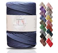Makromecity, Premium Polyester Macrame Cord 3mm x 131 Yards (394 feet) 3mm Polypropylene Denim Blue Macrame Cord Crochet Macrame Bag Cord Crafts for Wall Hangings, Bags, Underplate, Rug