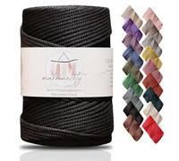 Makromecity Premium Polyester Macrame Cord, 3mm x 131 Yards (394 ft / 120m), Polypropylene, Black, Macrame Cord for Wall Hangings, Bags, Underplate, Rug, Crochet & Knotting