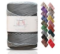 Makromecity Premium Polyester Macrame Cord, 3mm x 131 Yards (394 ft / 120m), Polypropylene, Grey, Macrame Cord for Wall Hangings, Bags, Underplate, Rug, Crochet & Knotting