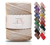 Makromecity Premium Polyester Macrame Cord, 3mm x 131 Yards (394 ft / 120m), Polypropylene, Latte, Macrame Cord for Wall Hangings, Bags, Underplate, Rug, Crochet & Knotting
