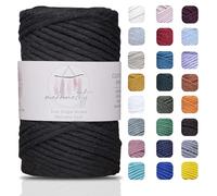 Makromecity, Single Strand Macrame Cord 3 mm x 109 Yards (328 feet) 3mm Single Twisted Black Cotton Cord for Macrame Art & Crafts for Wall Hangings Recycled Cotton Cord Yarn DIY (Black, 1 Skein)