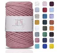 Makromecity, Single Strand Macrame Cord 3 mm x 109 Yards (328 feet) 3mm Single Twisted Dusty Rose Cotton Cord for Macrame Art & Crafts for Wall Hangings Recycled Cotton Cord Yarn (Dusty Rose, 1 Skein)