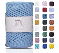 Makromecity, Single Strand Macrame Cord (3 mm x 328 feet) 3mm Single Strand Baby Blue Cotton Cord for Macrame Art & Crafts for Wall Hangings, Keychains (29 Colors Available) (Baby Blue)