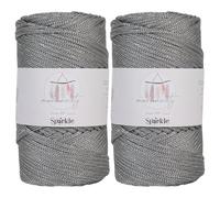 Makromecity Sparkle 2 Skeins of Polypropylene Macrame Cord 3mm x 40m (131 Yards) Premium Macrame Cord Polyester Macrame Cord for Arts and Crafts Macrame Wall Hanging