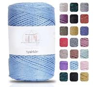Makromecity Sparkle Polyester Macrame Cord, 2mm x 250 Yards (750 feet), Blue