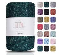 Makromecity Sparkle Polyester Macrame Cord, 2mm x 250 Yards (750 feet), Forest Green Sparkle, Polyester, Polypropylene, Macrame Cord, 5 cm