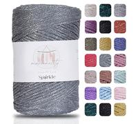 Makromecity Sparkle Polyester Macrame Cord, 2mm x 250 Yards (750 feet), Grey Sparkle
