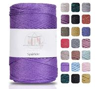 Makromecity Sparkle Polyester Macrame Cord, 2mm x 250 Yards (750 feet), Lilac Sparkle, 5cm Length