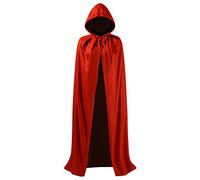 Makroyl Christmas Halloween Witch Party Red Black Reversible Hooded Vampires Easter Capes Cloak (L)