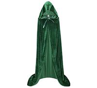 Makroyl Unisex Hooded Cloak Long Velvet Cape For Halloween Christmas Cosplay Costume (Green, L)