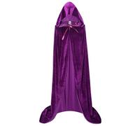 Makroyl Unisex Hooded Cloak Long Velvet Cape For Halloween Christmas Cosplay Costume (Purple, L)