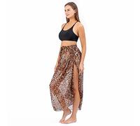 Makroyl Women Beach Sarong Swimsuit Shawls Bikini Cover Up Summer Swimwear Holiday Pareo Sexy Bohemian Floral Wrap Beachwear (UK, Alpha, One Size, Regular, Regular, Standard, Coffee(Leopard))