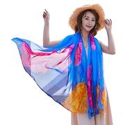 Makroyl Women Sarong Beach Cover Up Summer Beachwear Holiday Chiffon Swimsuit Wrap Scarf (Royal Blue)